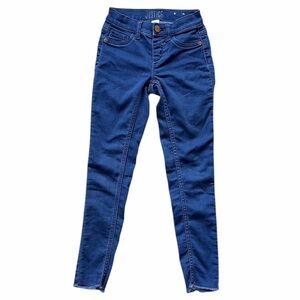 JUSTICE Blue Skinny Jeggings with Frayed Ankles